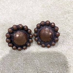 1980s Bronze round clip on earrings